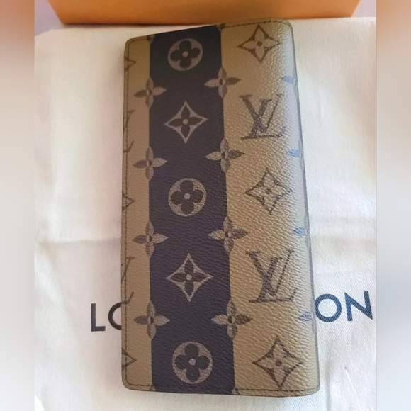 Louis Vuitton Brazza Monogram Stripes Coated Canvas Wallet Virgil Abloh x NIGO - Picture 3 of 16